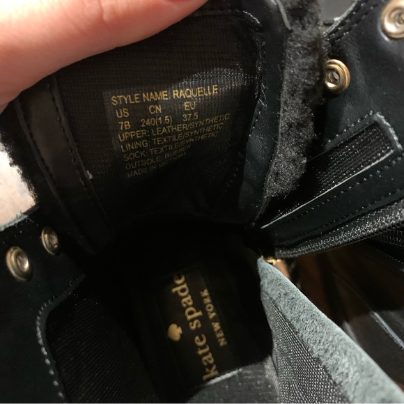 New Kate Spade Combat Boot Leather Faux Fur Lug Sole Style Raquelle - Picture 9 of 9